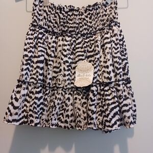 Altar'd State Womens Small Animal Print Tiered Ruffled‎ Mini Smock Waist Preppy